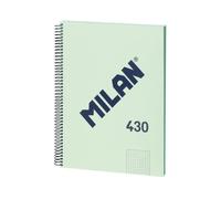 Cuaderno A4 Espiral Tapa Dura Milan 430 Cuadriculado 80 Hojas 95gr Verde