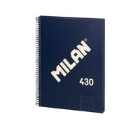 Cuaderno A4 Milan 430 Espiral Tapa Dura Cuadriculado 80 Hojas Azul