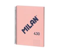Cuaderno A4 Milan 430 Espiral Tapa Dura Cuadriculado 80 Hojas Rosa