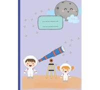 Cuaderno A4 para niños cuadriculado tapa blanda, ideal para alumnos de PRIMARIA, con bonita animación astronautas. cuadrícula de 1x1 cm. Tamaño grande 21x29,7 cm