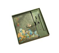 Cuaderno A5, cuaderno de mil millas de paisaje, cuaderno de mil millas de paisaje, hebilla verde matcha, juego de 3 piezas