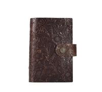 Cuaderno A5, cuaderno de piel sintética, cuaderno retro de piel de vaca con anillos regulares, agenda, cubierta de cuero, cuaderno de viaje (Dark Brown,A6 Size with 6 Hole)
