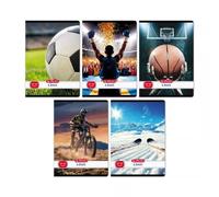 Cuaderno A5 de cuadrícula con diseño deportivo, 27-32 - varios modelos