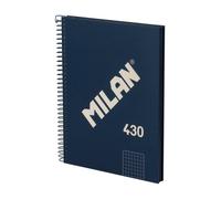 Cuaderno A5 Espiral Tapa Dura Milan 430 Cuadriculado 80 Hojas 95gr Azul