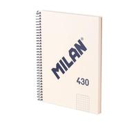 Cuaderno A5 Espiral Tapa Dura Milan 430 Cuadriculado 80 Hojas 95gr Beige
