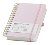 Cuaderno A5, Rayado, Diario, Bloc de notas A5, Cuaderno de espiral, HOMEMARS, 240 páginas, 100 g/m², 14,8 cm x 21 cm,Rosa, Tapa de cuero, Bloc de notas para mujeres, hombres, trabajo, oficina