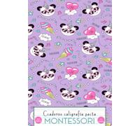 Cuaderno Caligrafía Pauta Montessori 5 mm: 100 Páginas Pautadas En Blanco Para Escribir y Practicar La Escritura Para Niñas. Libreta A5 Pauta Montessori 5 mm. Panda y Unicornio