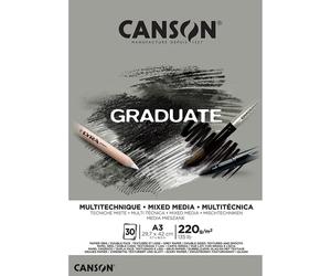 Cuaderno CANSON Graduate Mixed Media Gris, Din-A3 30 Hojas