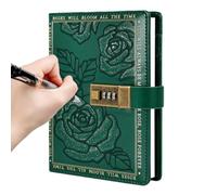 Cuaderno con Candado Rayado, Tapa Dura De Piel Rosa, Diario, Agenda
