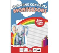 Cuaderno con pauta Montessori 3: En blanco para primaria | Interlineado 3x3x3 mm | DIN A4 | 100 páginas | Como cuaderno para deberes, para estudiar o tomar notas (a partir de 7 años)