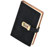 Cuaderno ContraseñAs, Libro Con Candado, Cuaderno Con Candado Retro, Diario De Escritura Simple, Cuaderno De Cuero, Adecuado Para Bloc De Notas Y Diarios Manuales Para NiñOs, NiñAs O Adultos (Negro)