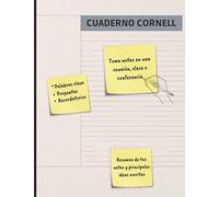 CUADERNO CORNELL: ESPECIAL PARA TOMA DE APUNTES Y RECOGIDA DE IDEAS | ANOTA Y SINTETIZA LO MÁS DESTACADO DE CADA CLASE, REUNIÓN O CONFERENCIA | MOTIVO FLORAL