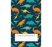 Cuaderno Cuadrícula 8x8 A5: Libreta cuadriculada 8mm con portada de dinosaurios - Libreta infantil niño con cuadros grandes tapa blanda