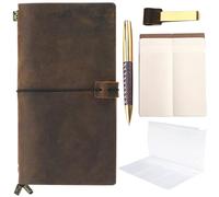 Cuaderno Cuero, Diario de Cuero, Libreta de Viaje, Rellenable de época Rústico Antiguo, Gran Regalo para Escribir o Viajes, Bonitos, Viajeros, Profesionales, Agenda Cuero Travel Notebook 22x12cm