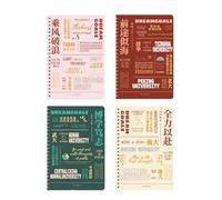 Cuaderno de 4 libros de bobina gruesa con línea horizontal de dibujos animados, no olvides avanzar