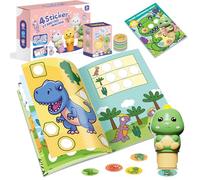 Cuaderno de Actividades de 24 Páginas | Estampador de Pegatinas | con 300 Pegatinas | Juguete de Manualidades para Niños | Juguete de Viaje para Niños Pequeños a Partir de 3 4 5 6 Años - Dinosaurios