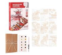 Cuaderno de acuarela con pintura - Material de dibujo al aire libre | Cuaderno de iniciación de acuarela - para artistas, estudiantes, principiantes, viajeros, aficionados, profesionales, maestros