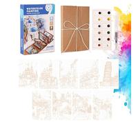 Cuaderno de acuarela con pintura Material de dibujo y manualidades | Bloque de acuarela portátil para artistas, aficionados, profesionales, profesores, exterior, cafetería, parque