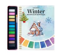 Cuaderno de acuarela | Kit de pintura de 12 colores | Kit de pintura de acuarela con pincel, para niñas principiantes, cuadernos, aula, casa, viaje, fiesta
