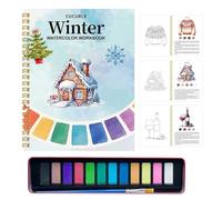 Cuaderno de Acuarela | Kit De Pintura Flores 12 Colores | Libros De Colorear Acuarela Para | para principiantes niños niñas periódicos clase viaje ejercicios de arte fiesta