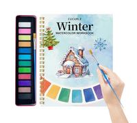 Cuaderno de acuarela para principiantes | Kit de pintura de 12 colores - Kit de pintura de acuarela con pincel, para niños principiantes, casa, clase, viajes, ejercicios de arte, fiesta,