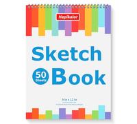Cuaderno de bocetos de 9 x 12 pulgadas para niños y adultos, 50 piezas encuadernadas en espiral, cuaderno de bocetos sin ácidos, bloc de papel de dibujo para principiantes, artistas, artículos