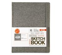 Cuaderno de bocetos de tapa dura de tela gris de 9 x 12 pulgadas de Royal & Langnickel