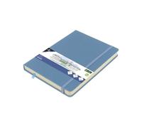 Cuaderno de bocetos Kangaro A5 con tapa dura de poliuretano, 80 hojas, 140 g, papel crema con elástico y cinta, azul cielo