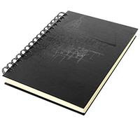 Cuaderno de bocetos Kangaro A5 en blanco, Wire-o, tapa dura, negro con impresión, 140 g de papel crema. Paquete de 5 unidades.