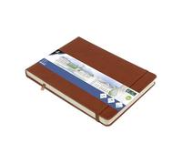 Cuaderno de bocetos Kangaro A5 Landscape Cognac PU Tapa Dura 80 Hojas 140 gramos Papel Crema con Banda Elástica y Cinta