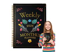 Cuaderno de calendario de planificación, cuaderno de notas anual, planificador diario 2025 de 8,5 x 6,2 pulgadas, cuaderno de registro | Cuaderno mensual de tapa dura,