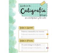 Cuaderno de caligrafía bilingüe español y francés:: Con pauta Montessori y letra ligada escolar