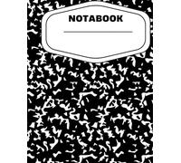 cuaderno de composición con cubierta de estilo mármol de color blanco y negro, con 150 páginas de papel blanco con renglones: Notebook
