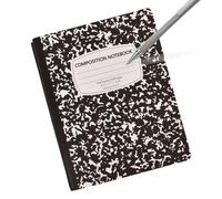 Cuaderno de composición, cubierta abstracta de mármol, 100 hojas con encuadernación segura, pergamino pesado que no mancha, diseño interior de rayas anchas, diario estético para escuela, aula y