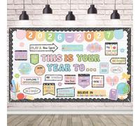 Cuaderno de composición, decoración motivacional para el aula, este es tu año, telón de fondo inspirador, pancarta de bienvenida positiva para el regreso a la escuela, para el primer día de escuela