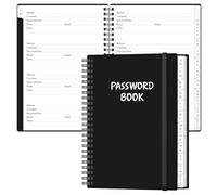 Cuaderno de contraseñas con pestañas alfabéticas, cuaderno de tamaño grande para inicio de sesión de computadora y sitio web, 6.4 x 8.5 pulgadas, color negro