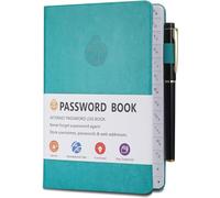 Cuaderno de contraseñas de tapa dura con pestañas alfabéticas, libro de contraseña de Internet, cuaderno de contraseña para oficina o hogar, Etiquetado A-Z para Clasificar(turquesa)