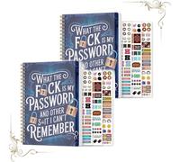 Cuaderno de contraseñas divertido, What The Fxxk es mi contraseña y diario de cosas olvidadas, Guardián de contraseñas de frases de seguridad divertidas con pegatinas para inicios de sesión (2pcs)
