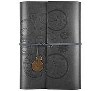 Cuaderno de cuero, diario recargable, diario encuadernado en espiral vintage, diario de viaje para escribir con papel rayado, regalo para niñas y niños A5 23x16,5 cm, Gris