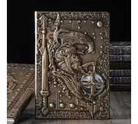 Cuaderno de cuero en relieve, diseño vintage de paladín de estilo europeo, hecho a mano, tapa de poliuretano, patrón de caballero medieval en relieve 3D, regalo para escribir, bocetos (bronce verde)