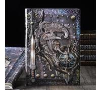 Cuaderno de cuero en relieve, diseño vintage de paladín de estilo europeo, hecho a mano, tapa de poliuretano, patrón de caballero medieval en relieve 3D, regalo para escribir, bocetos (color)