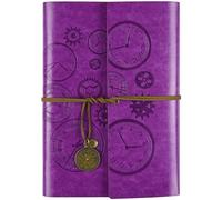 Cuaderno de cuero recargable, con páginas rayadas, cuaderno vintage para viajeros, cuaderno encuadernado en espiral, regalo para hombres y mujeres, colgantes retro en relieve clásico, 23 x 16,5 cm