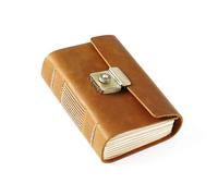 Cuaderno de cuero vintage hecho a mano, diario antiguo con cerradura contraseña Caballo Loco, estilo mágico (A5, A6, A) Para Organizar y Tomar Notas(A7 brown)