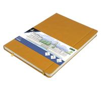 Cuaderno de dibujo de arte Kangaro A4 ocre amarillo PU tapa dura 80 hojas 140 gramos papel color crema