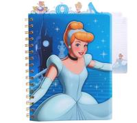 Cuaderno de Disney Cenicienta con pestañas, encuadernado en espiral, 96 páginas rayadas, 20 x 18 cm