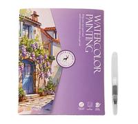Cuaderno de ejercicios de acuarela - Libro de arte para principiantes, conjunto creativo, guía de práctica de pintura, kit de pintura de 12 colores | Pintura artística divertida, colorear, bocetos, u