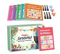 Cuaderno de ejercicios de escritura acanalado | Con asas para bolígrafos, libro de ejercicios de escritura para niños en edad preescolar, niños pequeños