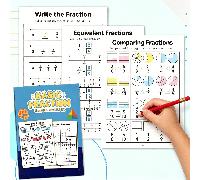 Cuaderno de ejercicios de fracciones de matemáticas de 32 páginas, material didáctico de matemáticas, adecuado para en el hogar y , herramientas de para el aprendizaje