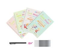 Cuaderno de ejercicios para niños, 4 piezas, alfabeto ranurado, curso de escritura regrabable para niños, para escuela, guardería, viajes, preescolar, aula, guardería, Schu