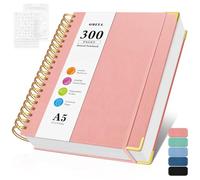 Cuaderno de espiral con puntos de bala, 300 páginas de cuero con contenido, 120 g/m² de grosor, no se traspasa a través de papel, cuaderno de cuadrícula de puntos A5 para mujeres y hombres, escritura